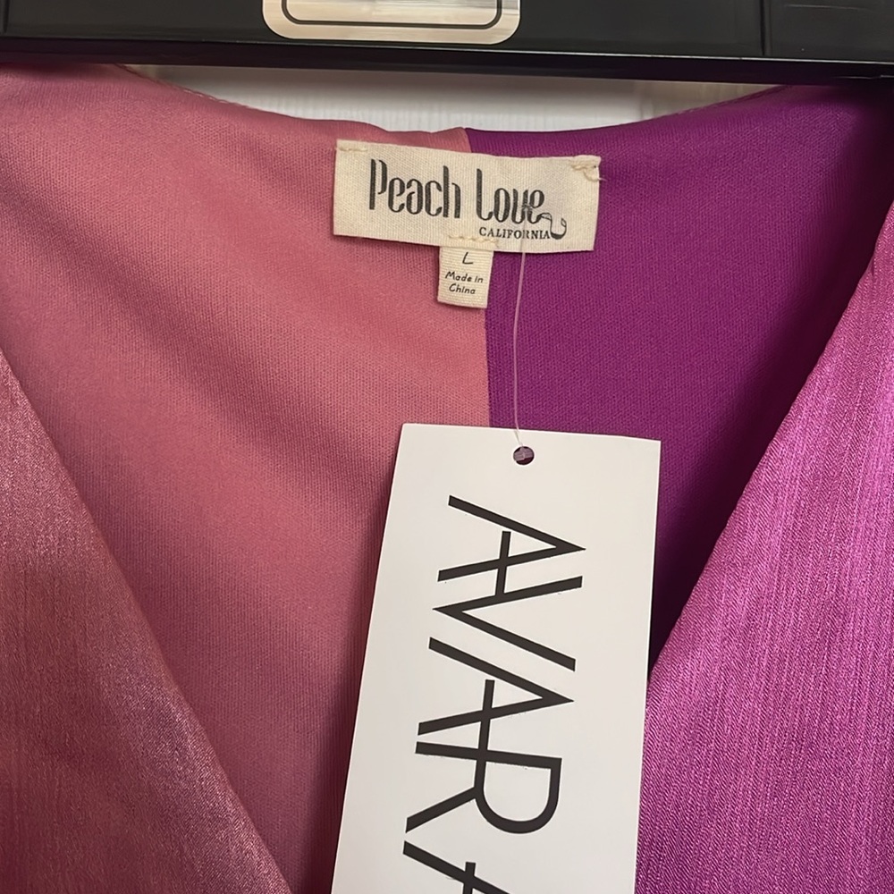 Peach love bodysuit, size large, nwt, pink and purple - Picture 2 of 10